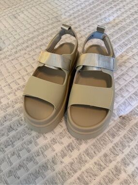 Women’s Beige Platform Sandals with Adjustable Straps